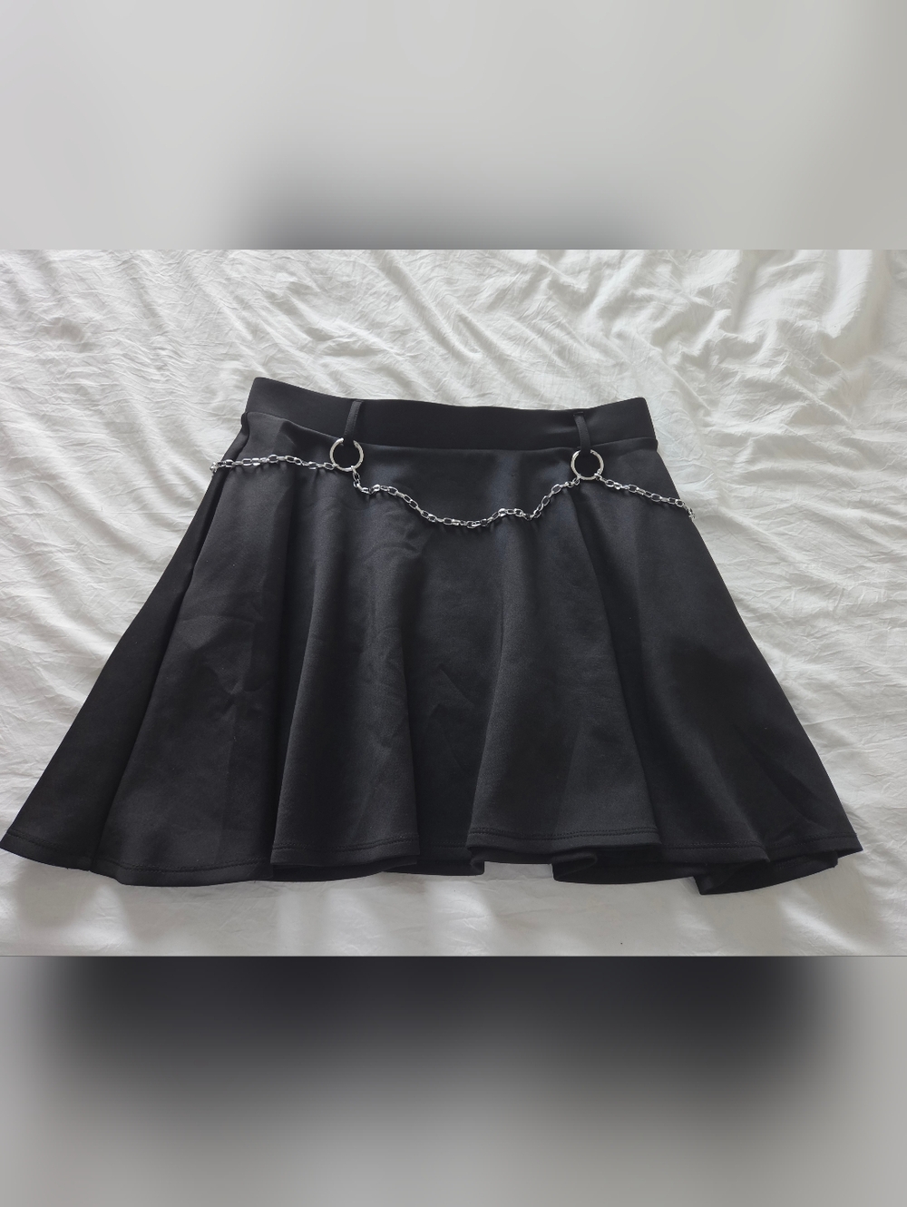 Hot Topic Black Circle Skater Mini Skirt with Chain Accent